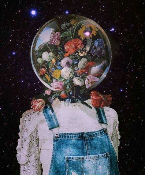 picture of a astronaut with flowers